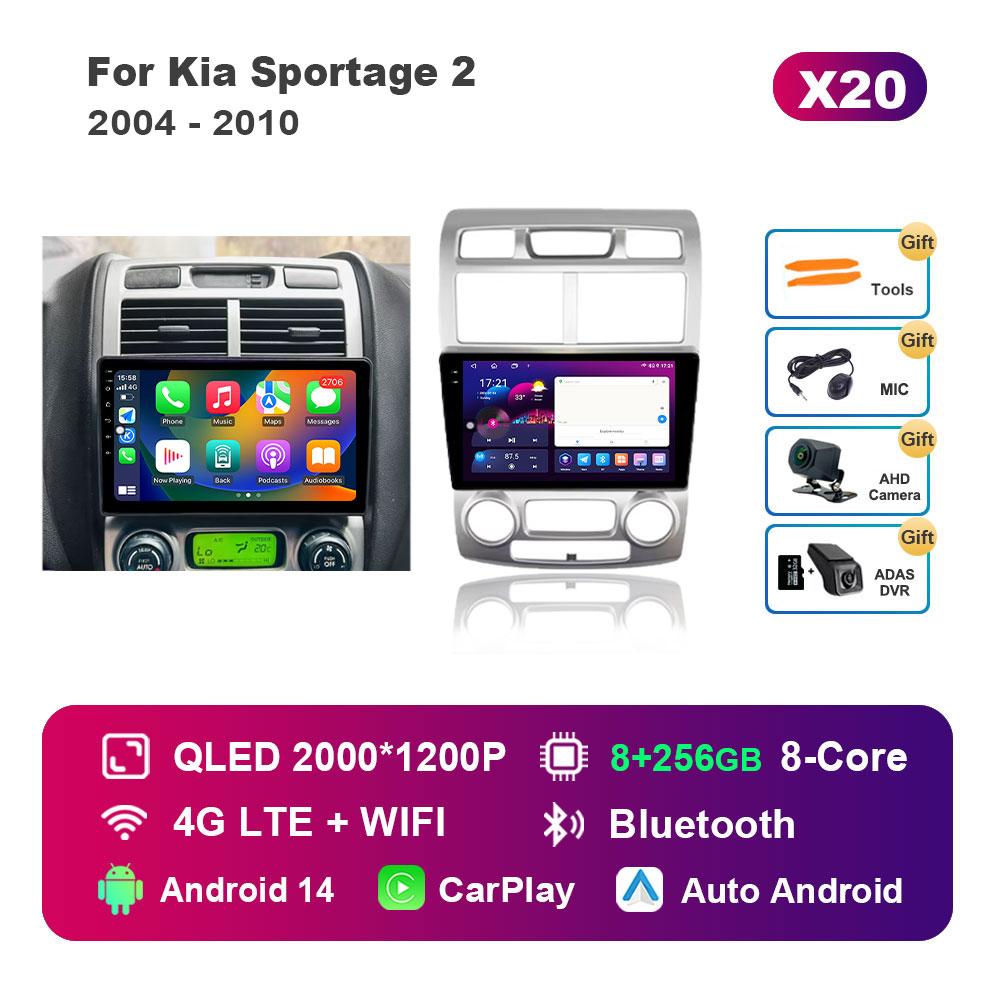 Bluetooth DSP Stereo Car Video Multimedia player for Kia Sportage 2 2004 - 2010 WiFi Android 14 System 4G GPS Touch Screen