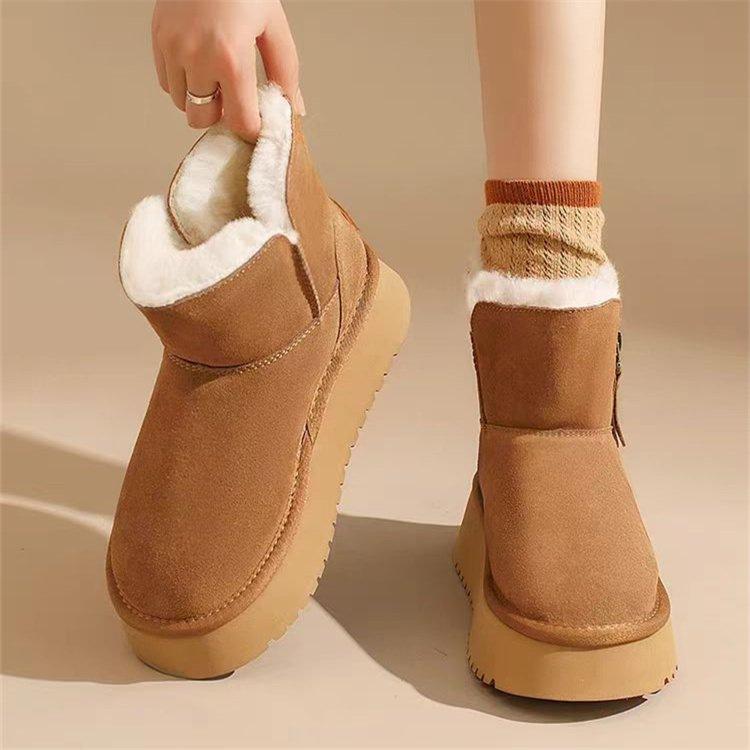 Зимние теплые плюшевые утолщенные хлопковые ботинки на толстой подошве плюшевые снегоступы новые утолщенные уличные хлопковые ботинки 35 жёлтый