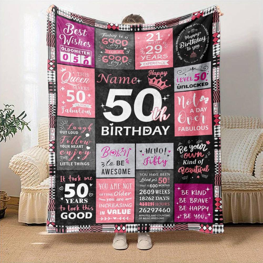 Happy 50Th Birthday Celebrating 50 Years Of Fabulous Multipurpose Customizable Blanket Customize Text Comfortable Suitable For Sofa Couch Office Bed