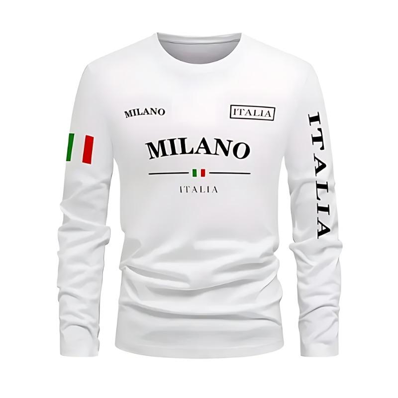 New men's long-sleeved T-shirt for Spring and Autumn 2025 featuring street fashion and comfort with 3D letter pattern printing