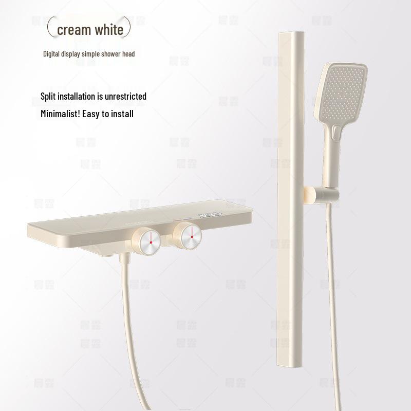 Pressurized All-Copper Shower Head with Gray Digital Display and Storage Set
