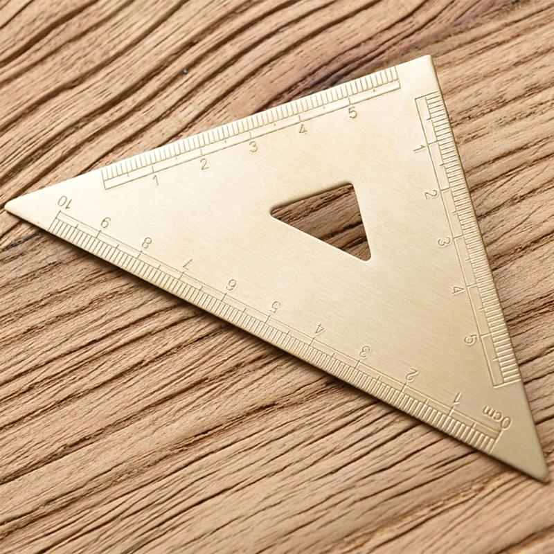 Brass Drawing Protractor Stationery Precisions Measuring Tool Vintage Triangular Ruler Painting Drawing Tool Enduring