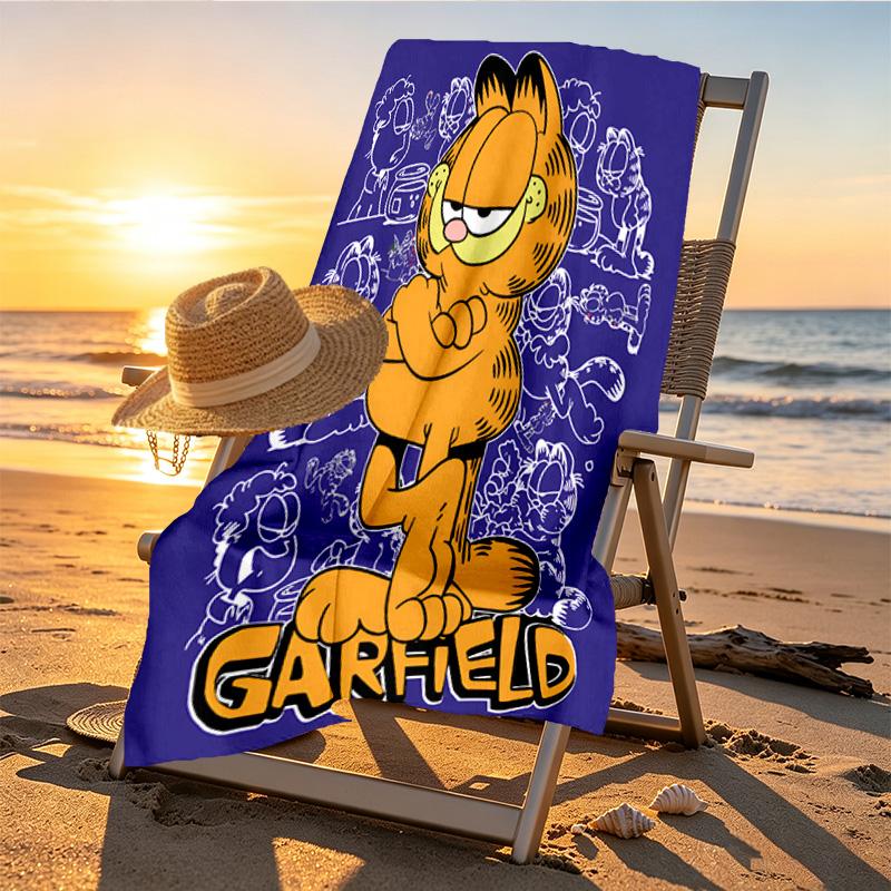 Garfield Print Beach Towel Design, Soft, Lightweight. for Home Bathroom, Spa, Pool, Yoga, Surfing, Camping, Gift for Family, Friend