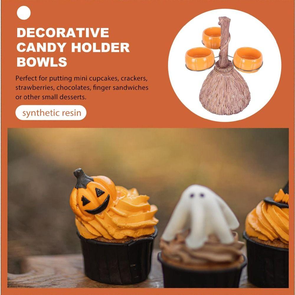 Collapsible Pumpkin Tray Detachable Snack Service Rack Durable Snack Bowl Stand  Broom