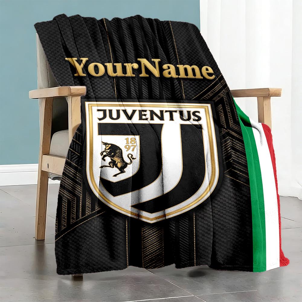 Juventus Customize Text Blanket Cozy Customizable Blanket Ultra-Soft Suitable for Office Sofa Seaside Home Decor All-Season Use