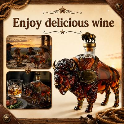 Sticlă pentru băuturi spirtoase în formă de bivol Sticlă borosilicată înaltă Decantor pentru whisky Recipient decorativ pentru băuturi spirtoase cu dop pentru bar de casă