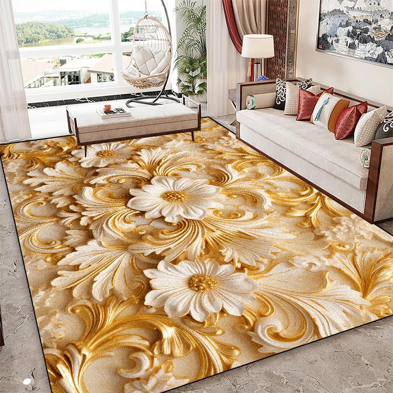 Europen 3D Flower Luxury Carpets for Living Room Sofa Large Area Rugs Comfort Non-slip Bedroom Decoration Rug Washable Table Mat