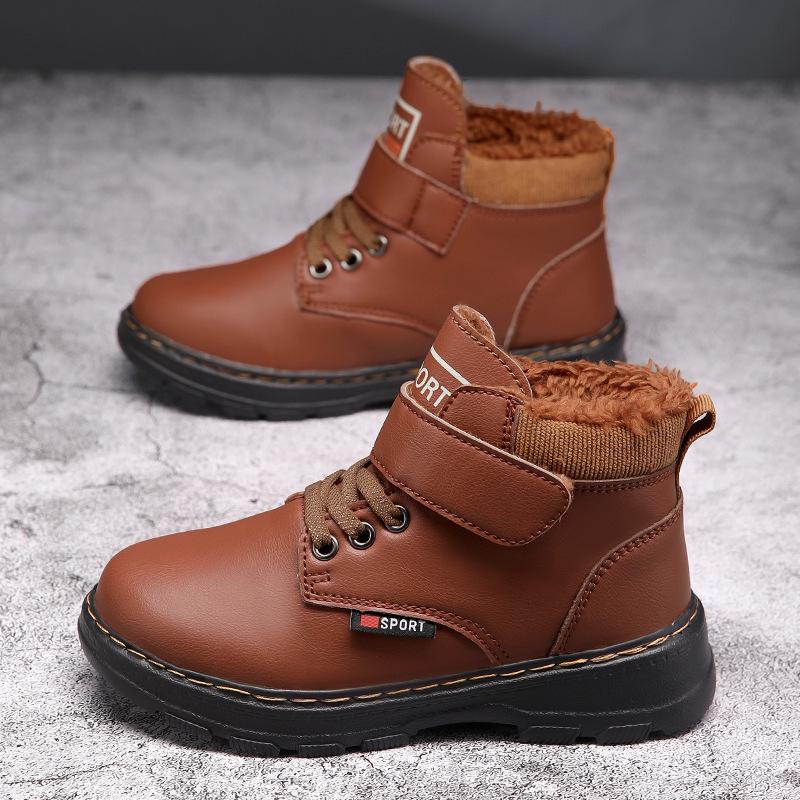 Waterdichte Jongens Martin Boots - Nieuwe Warme, Antislip, Velours Gevoerde Katoenen Schoenen voor Middelgrote en Grote Kinderen.