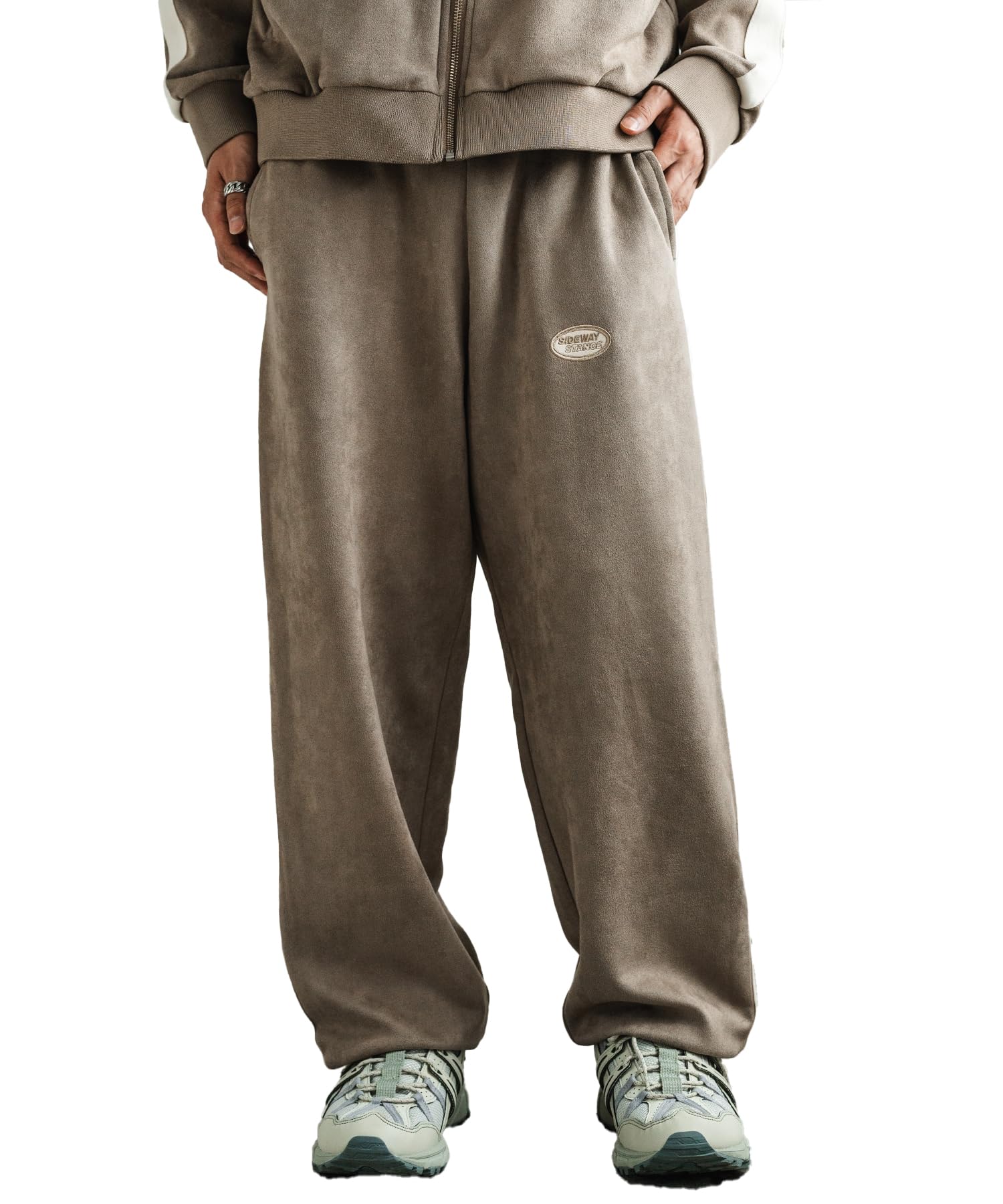 IMPROMES SIDEWAYSTANCE Мужские замшевые спортивные штаны с перфорацией, Бежевые