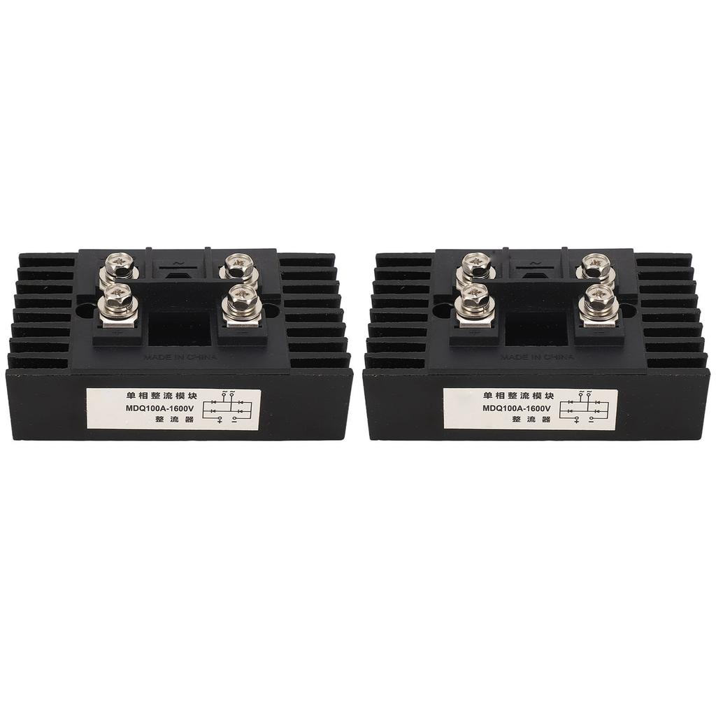 2Pcs Single Phase Bridge Rectifier 100A 1600V 4 Terminals Current Conversion Module Waterproof