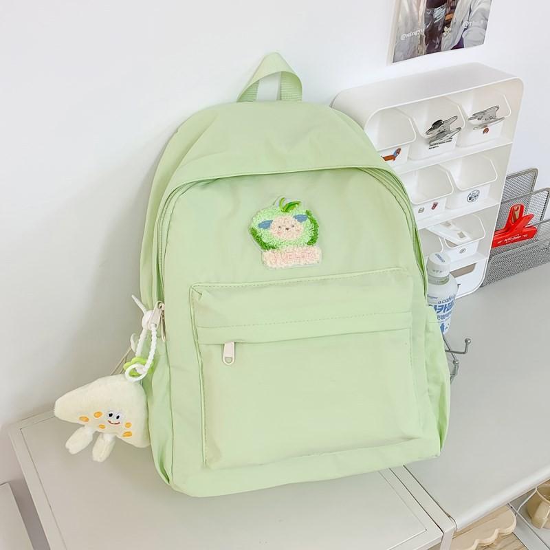 Dopamin Rucksack Für Mittelschüler Mit Einfarbigem Design Und Cartoon-Bären-Dekoration Für Den Schulgebrauch