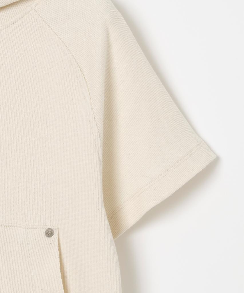 Ribbed Short Sleeve Hoodie [Ivory]