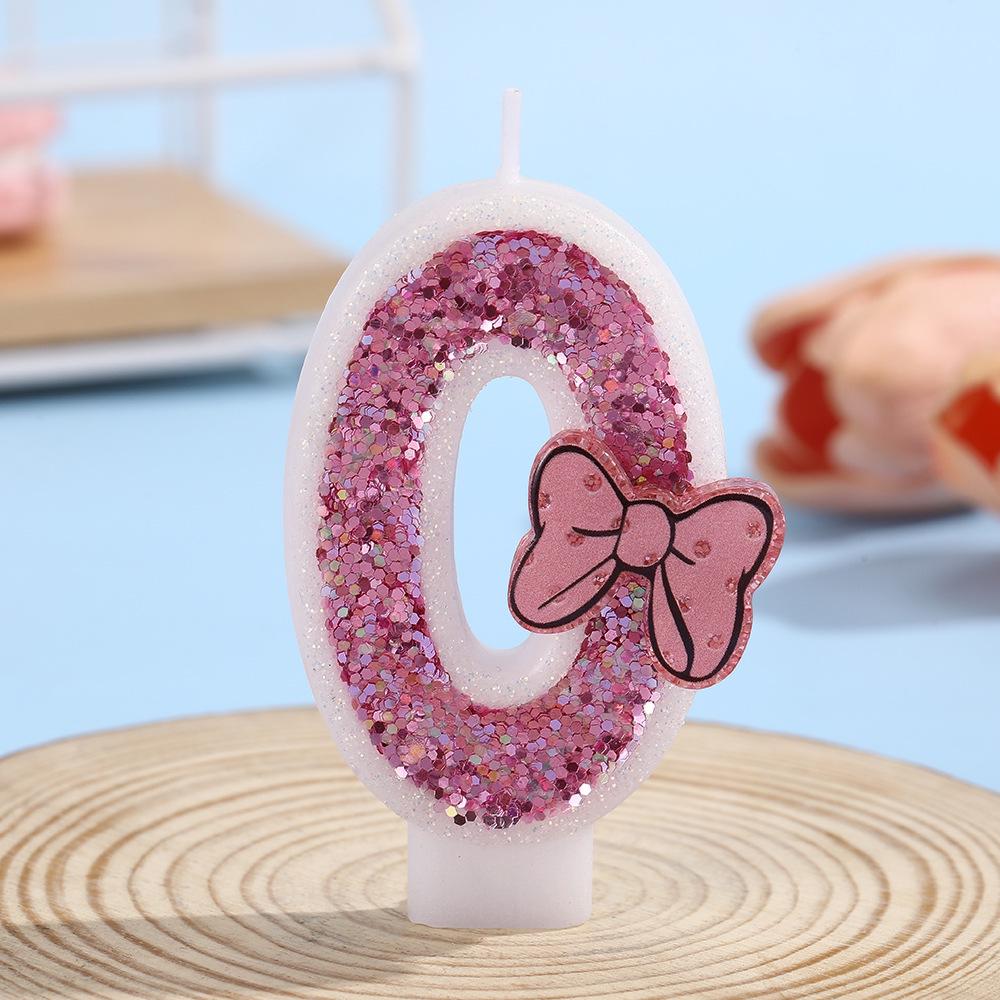 Handmade Overlock Bow Number Birthday Candles for Cake Decoration and Party Atmosphere