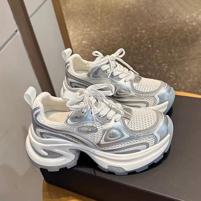 Fashion Women Luxary Chunky Sneakers Mesh Breathable Increased Internal Trainers Sports Running Casual Ladies Fitness Vulcanize Shoes