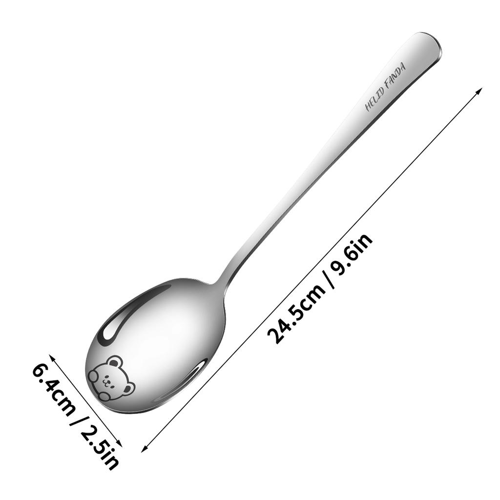 304 Stainless Steel Soup Spoon Long Handle Large Rice Spoon Reusable Metal Serving Spoon Dishwasher Safe Kitchen Tableware