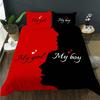 Couple Heart-Shaped Three-Piece Quilt Cover 3D Digital Printing Bedding Set Red And Black Bed Cover