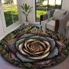 [Creative Red Rose Printed Carpet] Non-slip Office Rug, Cozy Round Carprt for Living Room Use, Soft Home Sofa Chair Mat