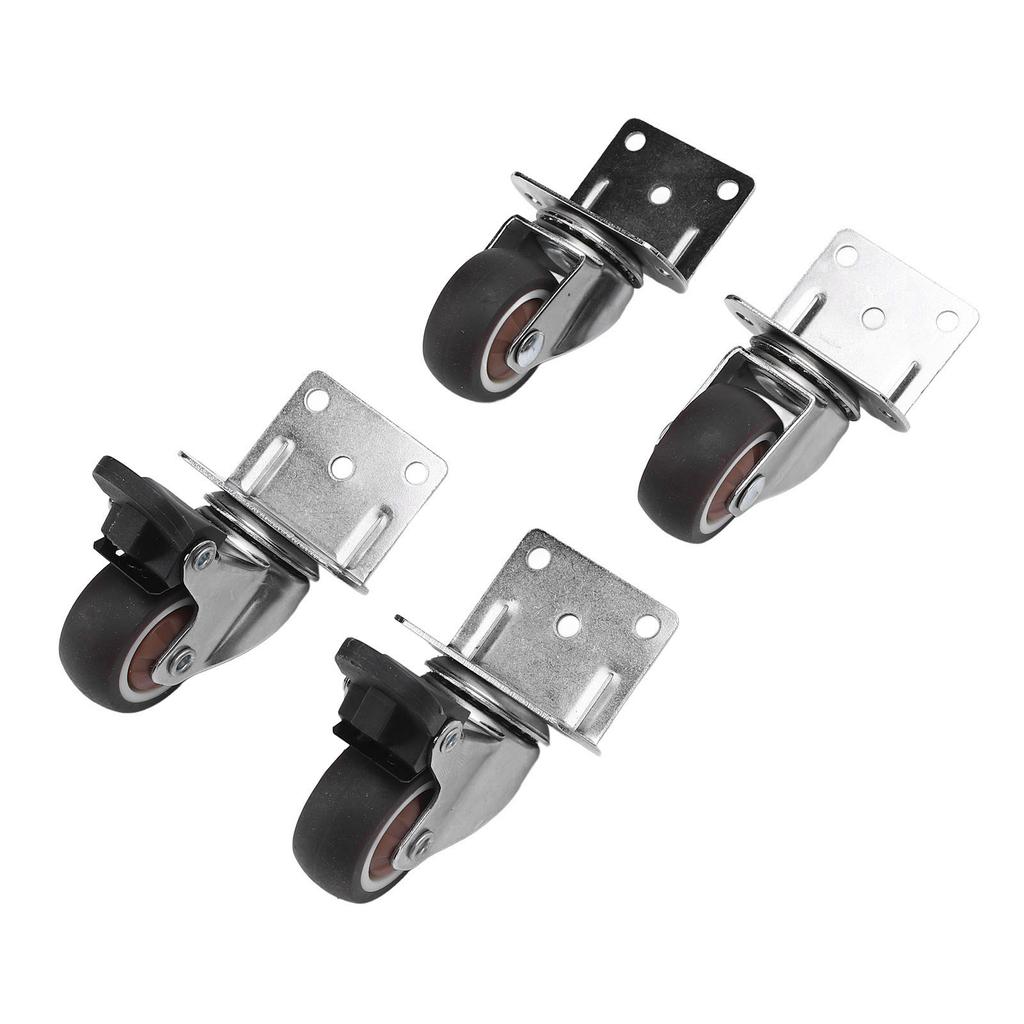 Seitenmontage Rollen Set 4 Stück Schwerlast 1,5 Zoll L-Form TPR Plattenräder 2 Stück mit Bremse 2 Stück ohne