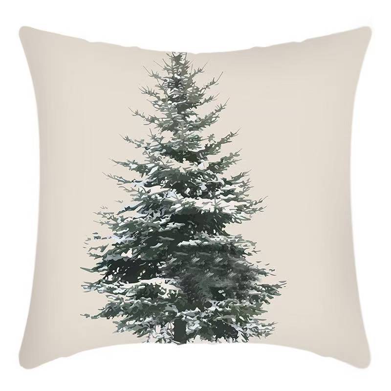 

New Christmas Pillowcase Elk Snowflake Linen Peach Skin Velvet Halloween Pillowcase Sofa Cover 45*45cm