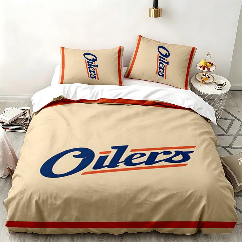 Edmonton Oilers 3dílná sada Perfektní pro použití v ložnici Pohodlná sada povlečení obsahuje povlak na přikrývku a dva povlaky na polštář Ideální dárek k narozeninám nebo Vánocům
