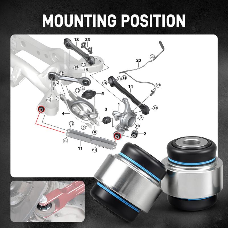 BEVINSEE Rear Trailing Arm Bearing Set for BMW E90 E92 E91 E93 E82 E87 E88 E81 X1 E84, Replace for 33326763092, 33 32 6 763 092