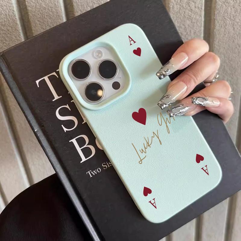Phone Case For iPhone 11 12 13 14 15 16 17 Pro Max XS X XR 16 Plus 16e 17 Air Stylish Ace of Hearts Poker Pattern Silicone Cover