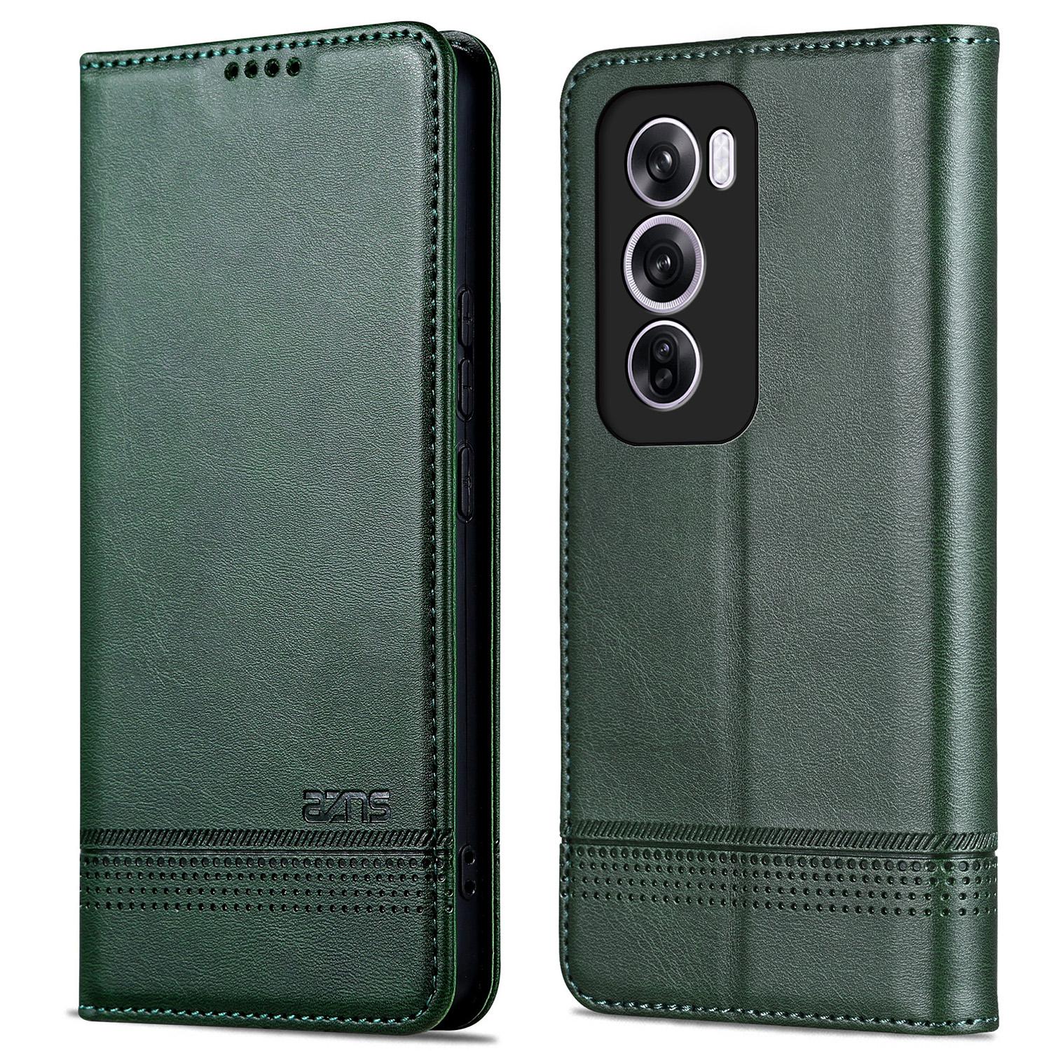 

For Oppo Reno12 Pro 5G (Global) Case Cowhide Texture PU Leather Phone Shell Green