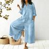 Fashionable Women's Spring And Fashion Sexy Single Breasted Shirt Loose Jumpsuit
