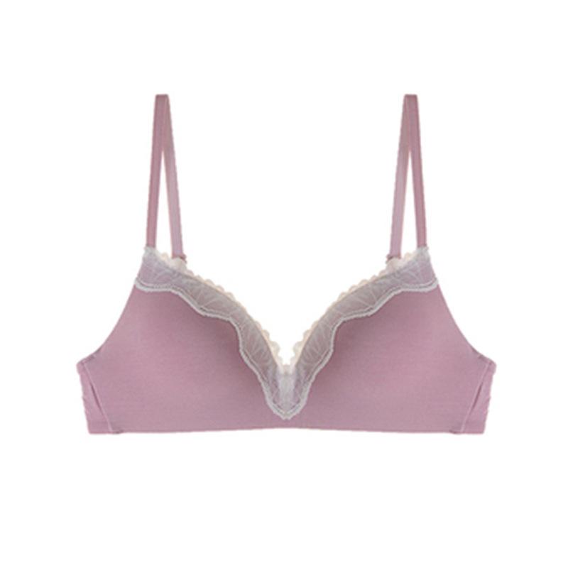 French Thin Lace Underwear Small Chest Push-up Sexy Bra Without Steel Ring Adjustable Girl Bra