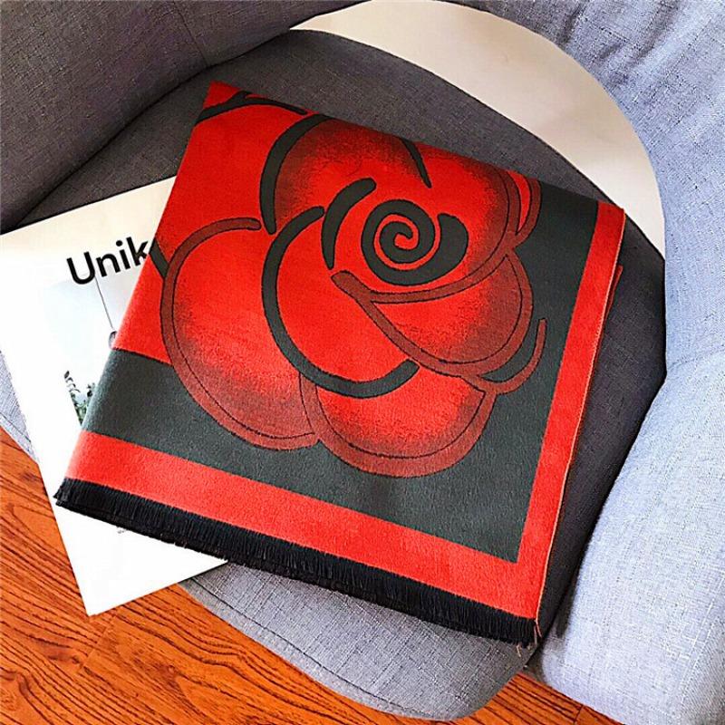 Yiwu scarf camellia cashmere scarf 20 fashion air conditioner warm fringed shawl thickened and lengthened