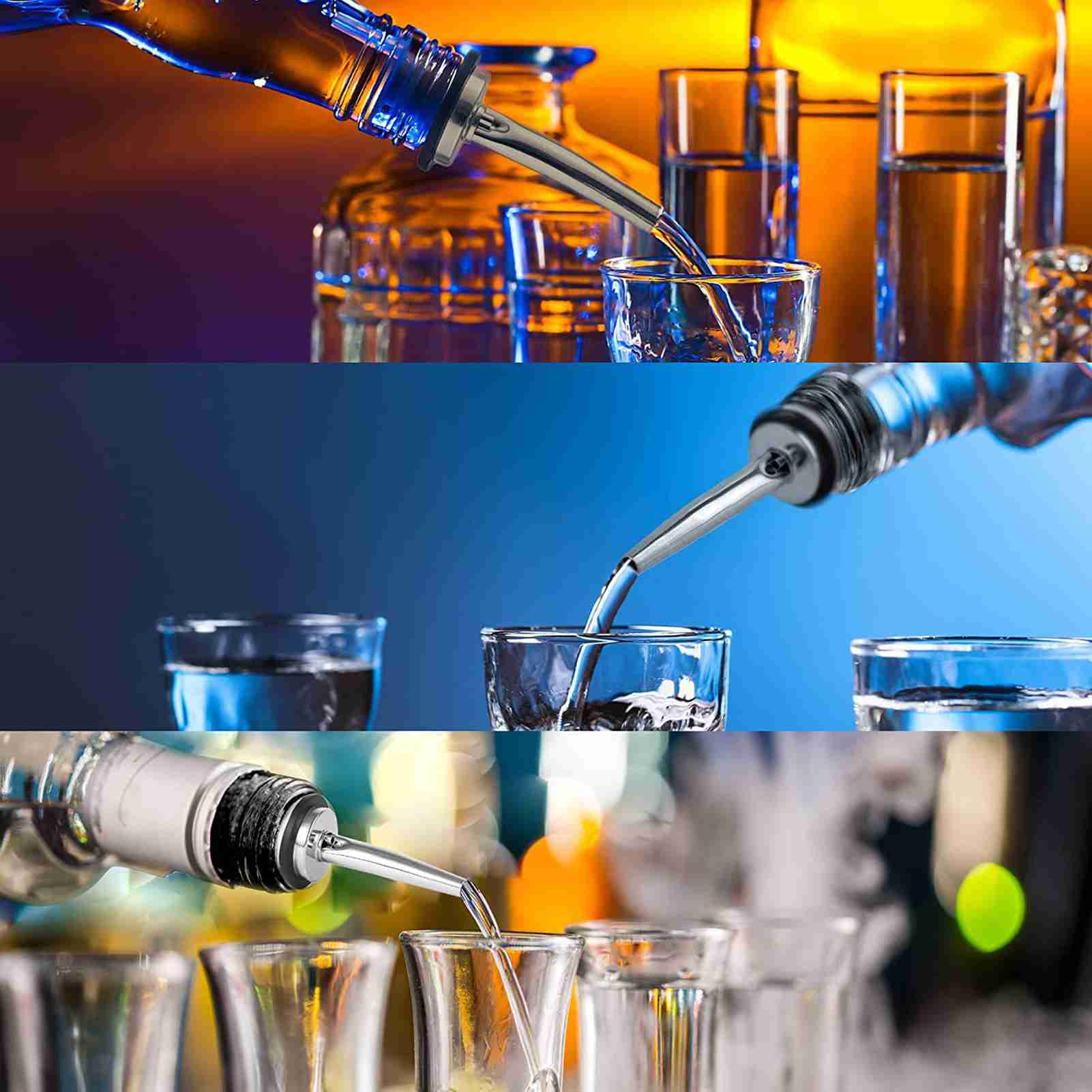 

Liquor Bottle Pourers Stainless Steel Liquor Bottle Pourers with Rubber Dust Cap Bar Accessories серебряный