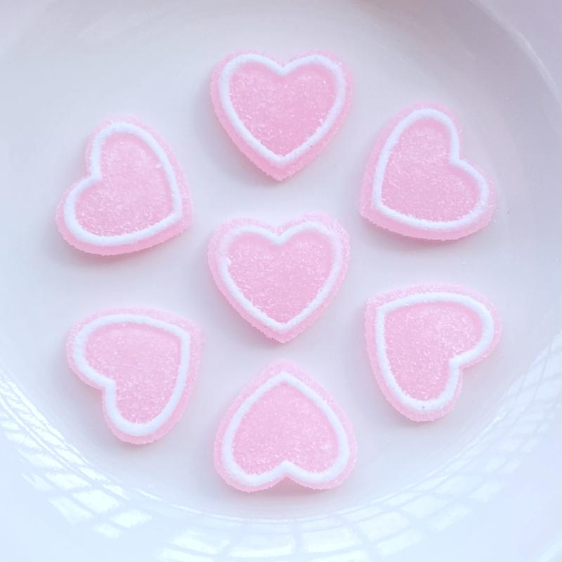 20Pcs New Cute Simulated Heart-shaped Fudge Flat Back Resin Cabochons Scrapbooking DIY Jewelry Craft Decoration Accessorie