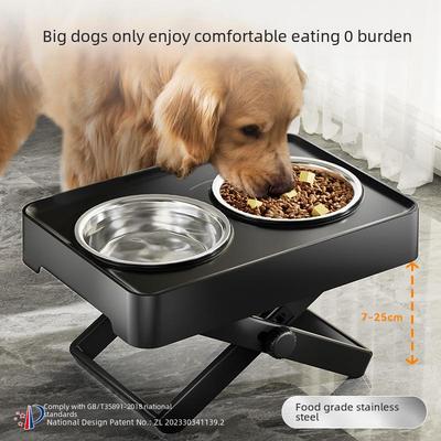 Nastavitelná Vyvýšená Nerezová Dvojitá Psí Miska pro Velká Plemena