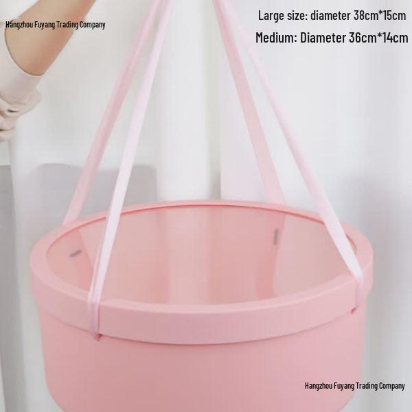 Set Cutii Rotunde Trasparente Impermeabile cu Mâner Panglică pentru Flori Proaspete și Fructe, Pachet Buchet de Iarnă.