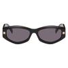 Solid Mirror Leg Acetate Irregular Shape Sunglasses Women Sunglasses Black 242278F005038