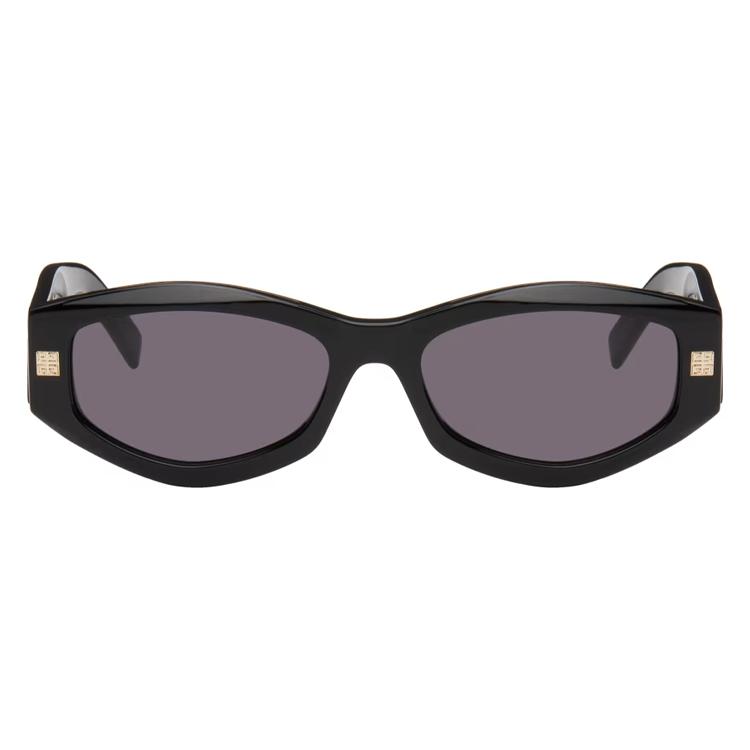 Givenchy Solid Mirror Leg Acetate Irregular Shape Sunglasses Women sunglasses Black 242278F005038 54,Black