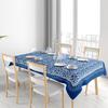 Moderner nordischer Stil Blaues und Weißes Keramikmuster Tischdecke für Esszimmerdekor - Waschbarer Polyesterstoff - Größe Anpassbar