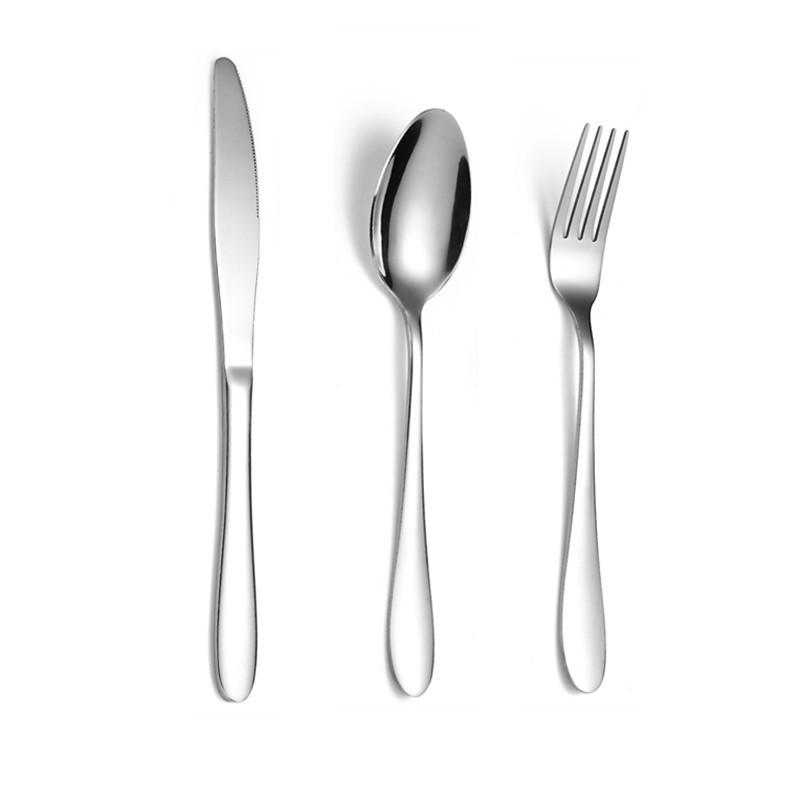 Set di posate a tre pezzi in acciaio inossidabile - Coltello da bistecca, forchetta e cucchiaio per cucina occidentale