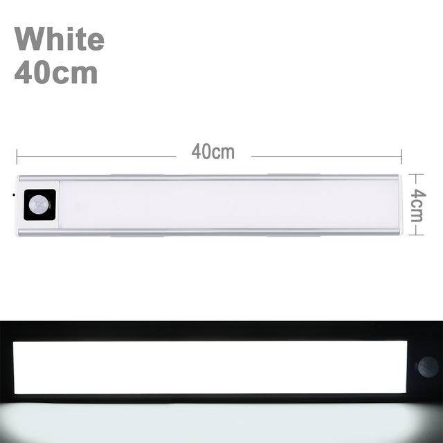 Lumină de noapte wireless pentru dulap cu senzor de mișcare LED de 20 cm și 40 cm, reîncărcabilă prin USB, pentru sub dulap, cu lumină magnetică