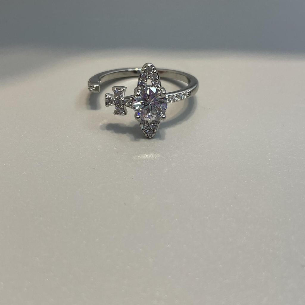 Adjustable Geometric Diamond Zircon Letter Ring - Empress Dowager Cixi Inspired