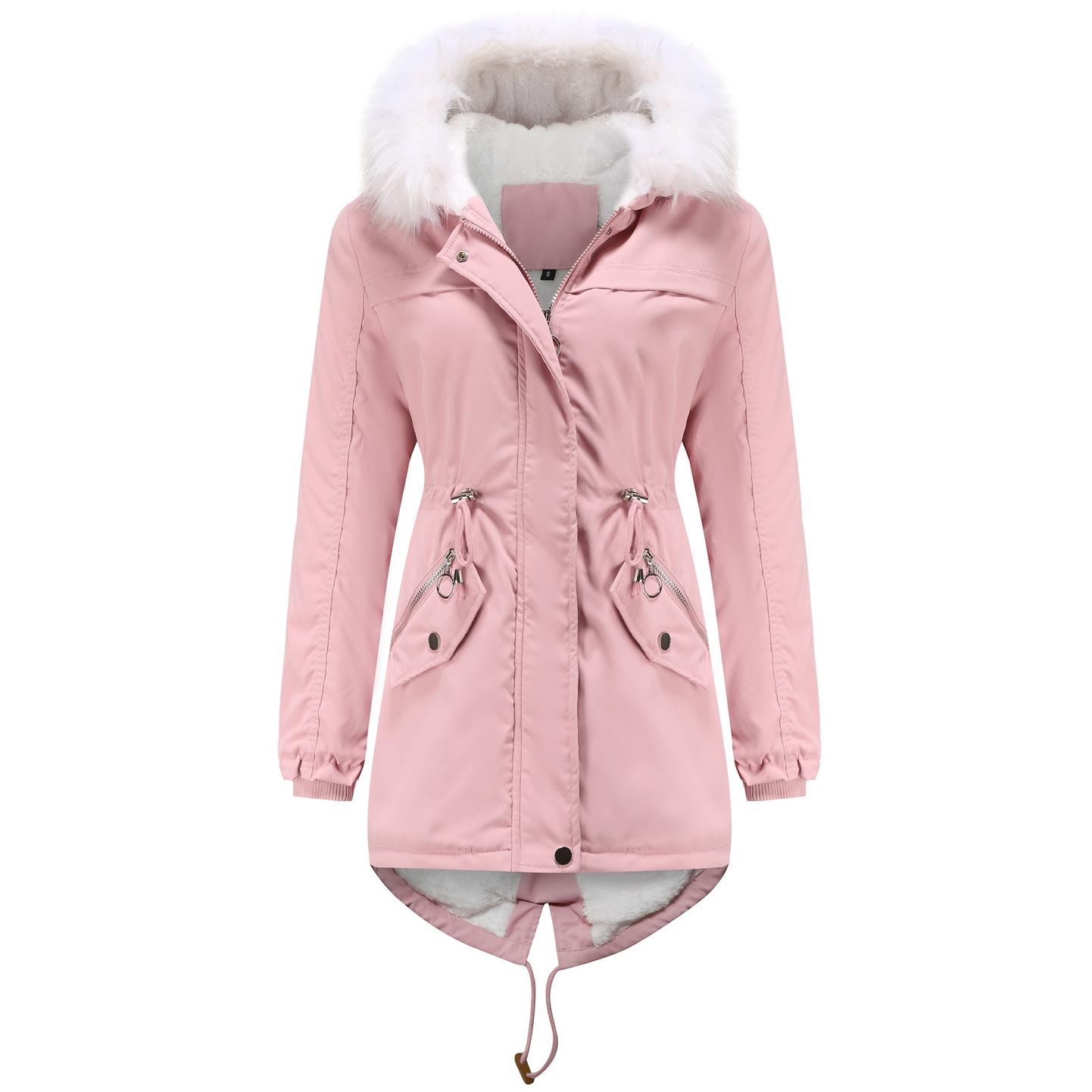 

Жіноча зимова куртка-парка, стьобана флісова підкладка, куртка-духівка середньої довжини, водовідштовхувальна, вітрозахисна, повсякденний верхній одяг на відкритому повітрі, пальто, новий S-4XL, великий розмір S рожевий