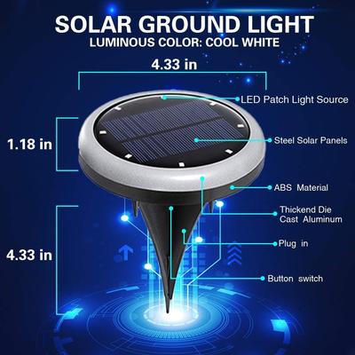 8Leds Solar Powered Paving Light High Brightness Underground Buried Lamps for Garden Lawn