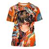 3D Print Mysterious Girl T Shirt For Men Fun Colorful Cartoon Pattern T-Shirts Summer Street O-Neck Short Sleeve Tees Loose Tops