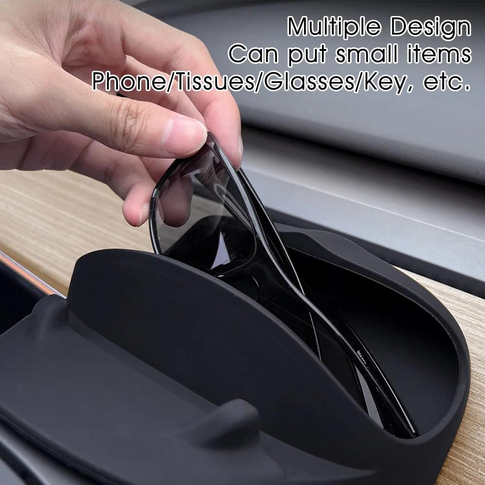 Steering Wheel Front Storage Box Silicone Phone Holder Glasses Storage for Tesla Model 3 2020-2025 Y 2020-2025 Car Accessories