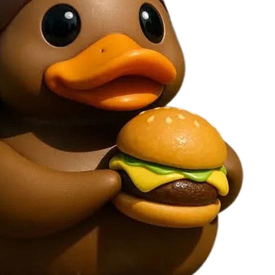 Cockroach Duck Figurine Cute Resin Duck Holding A Burger Ornament Collectible Cockroach Duck Sculpture for Home Office Desktop Car Dashboard Decor