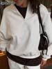 Fashion Half-Neck Long Sleeve Hoodie Pants Set Casual Oversized Sweatshirt and Pants Outfit