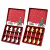 4PCS Set Festive Dessert Spoons Stainless Steel Cake Spoons New Coffee Spoons  Christmas Gift