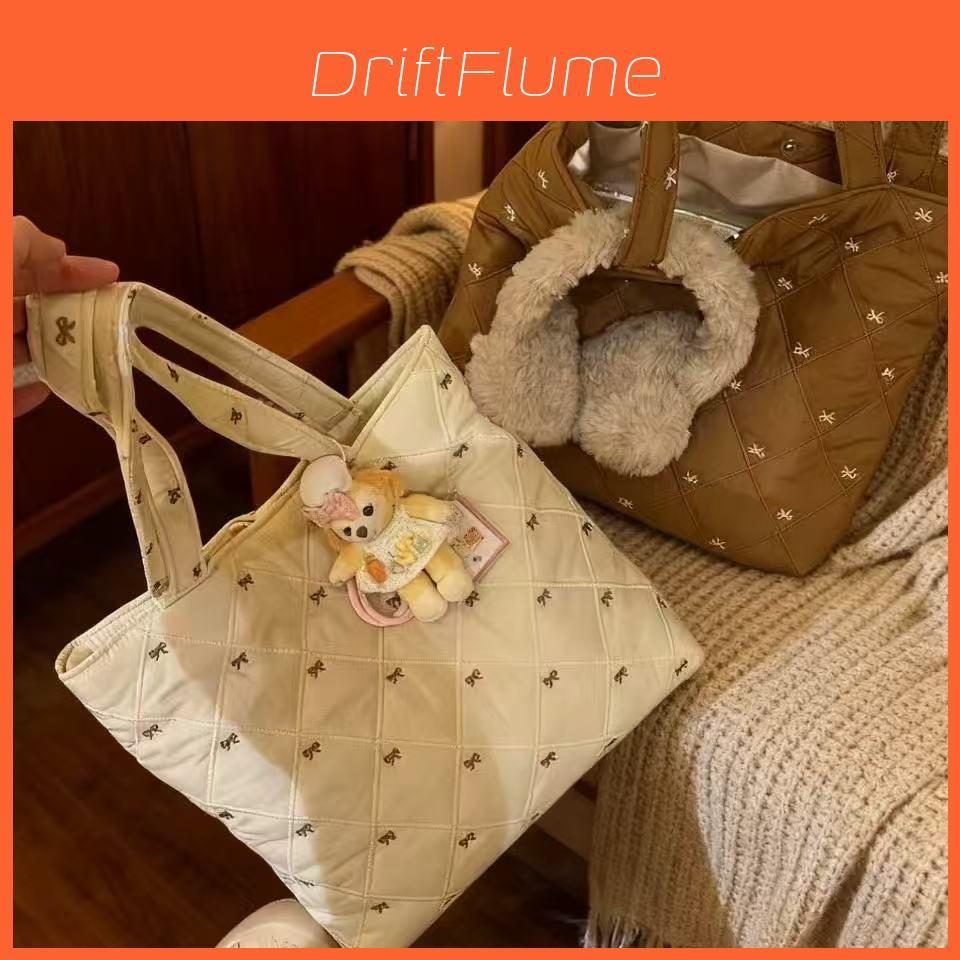 Nylon Tote Bag With Butterfly Embroidery And Large Capacity For Casual Travel And Daily Use