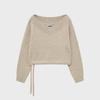 NOIRER FOR WOMAN Two-Way Off-Shoulder V-Neck Knit (Sand Beige)