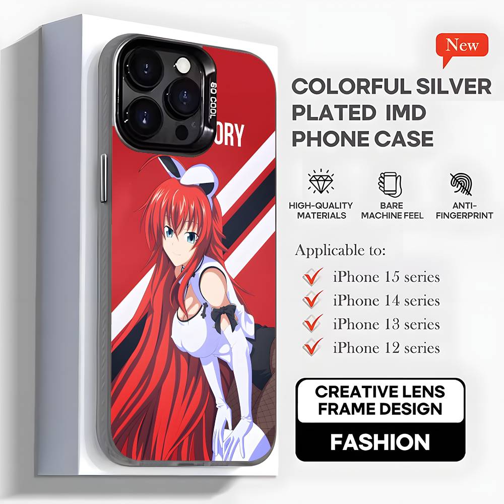 R-Rias Gremory High School Phone Case For iPhone 16,15,14,13,12,11,Mini,Pro,MAX,plus,Black Matte Shockproof Cover